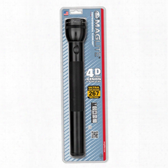 Mag-lite Maglite&reg; Incandescent 4-cell D Flashlight, Black - Black - Male - Included