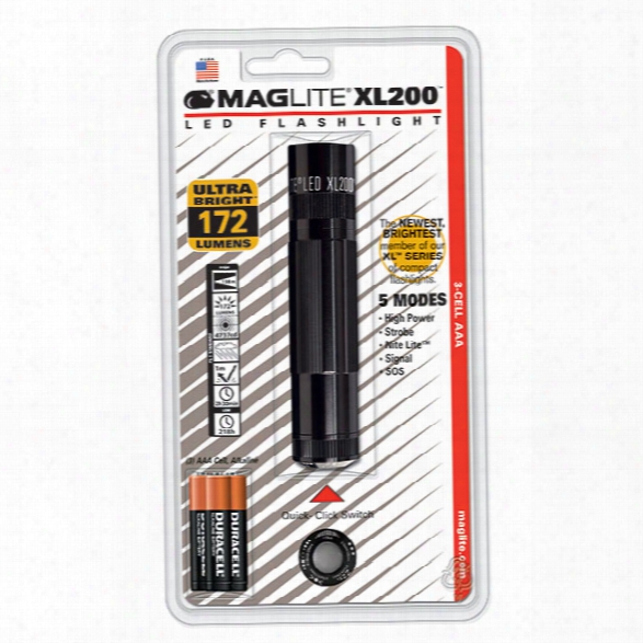 Mag-lite Maglite&reg; Xl200 3-cell Aaa Led Flashlight, Black - Black - Male - Included