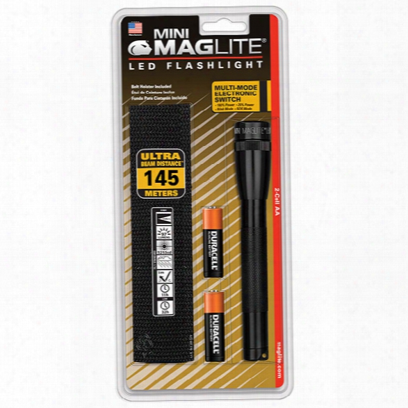 Mag-lite Mini Maglite&reg; Led 2-cell Aa Flashlight, Black - Black - Male - Included