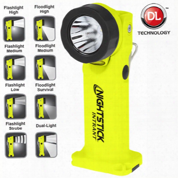 Nightstick Intrant&trade; Intrinsically Safe Permissible Dual-light&trade; Angle Light,green, Non-rechargeable - Smoke - Male - Included