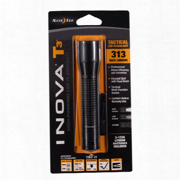 Nite Ize Inova&reg; T3&reg;, 123a Lithium Powered Tactical Led Flashlight  - Black - Male - Included