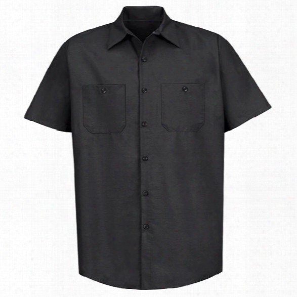 Red Kap Industrial Solid Work Short-sleeve Shirt, Black, 2x-large Long - Black - Male - Included