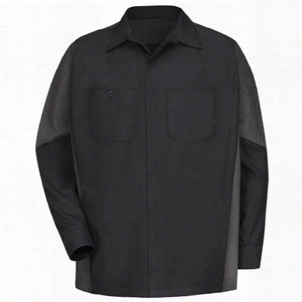 Red Kap Ripstop Long-sleeve Crew Shirt, Black-charcoal, 2x-large Long - Black - Male - Included