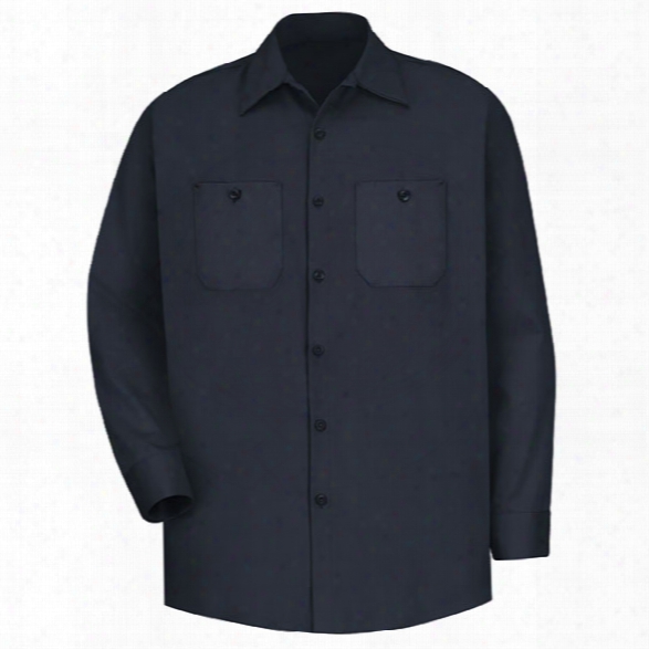 Red Kap Wrinkle-resistant Cotton Long-sleeve Work Shirt, Dark Navy, 2x-large Long - Blue - Male - Included