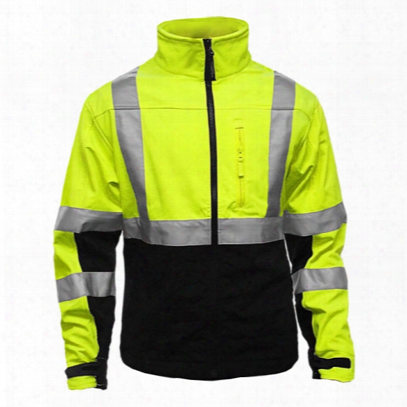 Reflective Apparel Class 3 Hi-vis Lime/black, Water Resistant,breathable Soft Shell Athletic Jacket, 2x - Black - Male - Included