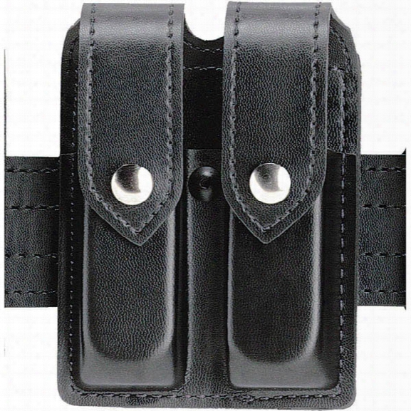 Safariland Double Handgun Magazine Pouch For 2-1/4" Duty Belts, Black, Plain Black, Chrome Snap, S&w 3913 3914, Sig Sauer P225 P239 - Black - Unisex - Included