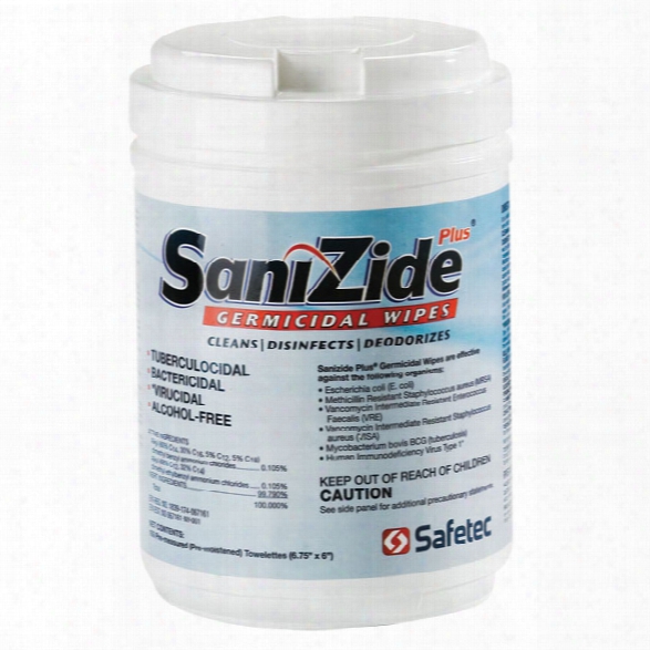 Safetec Sanizide Germicidal Wipes, 160 Count Canister - Unisex - Included