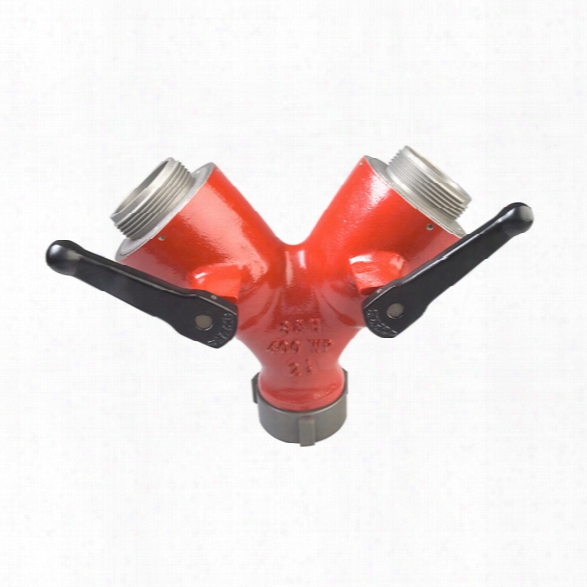 S&h Products Gated Wye Valve Lightweight, 2-1/2" Female X (2) 2-1/2" Male, Nh/nst, Corrosive Resistant - Red - Female - Included