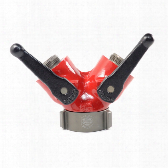 S&h Products Gated Wye Valve Lightweight, 2-1/2" Female X (2) 1-1/2" Male, Nh/nst, Powder Coated - Red - Female - Included