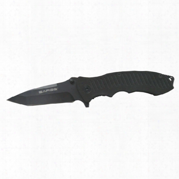 Sarge Knives Non-serrated Tamto Folding Knife W/ Pocket Clip & Lanyard - Black - Unisex - Included