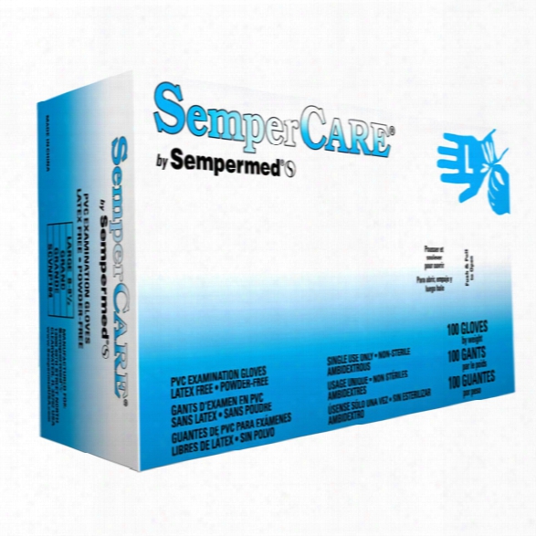 Sempermed (100/bx) Sempercare Vinyl Exam Gloves, Powder Free, Smooth, Large - Cream - Unisex - Included