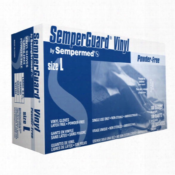 Sempermed (100/bx) Semperguard Vinyl Industrial Gloves, Powder Free, Smooth, Large - Male - Included