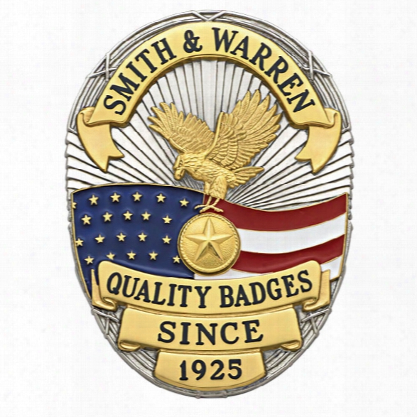 Smith & Warren S642 Custom Badge, American Flag Oval, Multi Color Seal, Gold - Gold - Male - Included