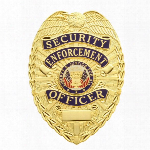 Smith & Warren Security Enforcement Officer Tear Drop Badge, Gold - Gold - Male - Included