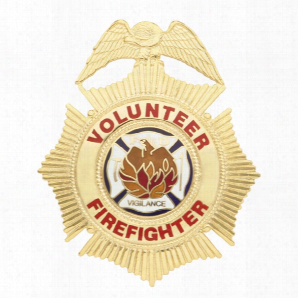 Smith & Warren Volunteer Firefighter Sunburst Badge, Gold - Gold - Male - Included