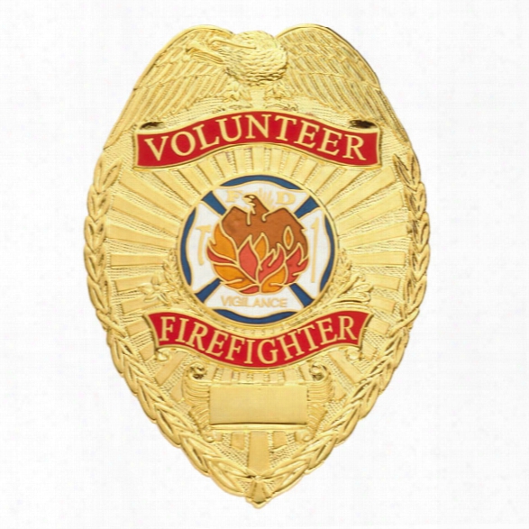 Smith & Warren Volunteer Firefighter Tear Drop Badge, Gold - Gold - Male - Included