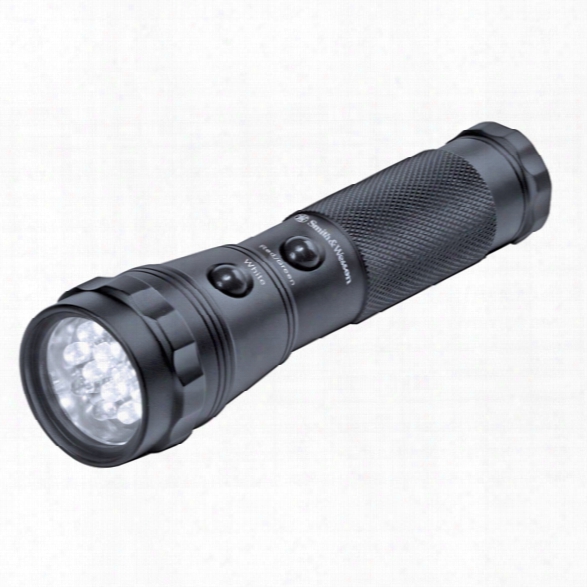 Smith & Wesson Flashlight, Galaxy 12 Led, 6 White, 2 Red, 2 Blue, 2 Green, W/holster, 3-aaa, Black - White - Male - Included