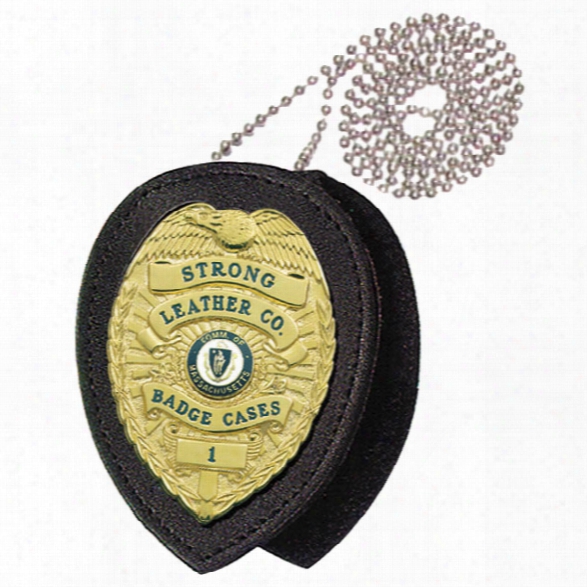 Strong Leather Recessed Id Badge Clip-on W/ Chain - Black - Male - Included