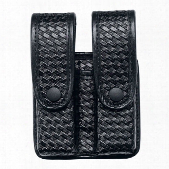 Uncle Mikes Divided Fitted Pistol Mag Case W/flaps For Large Frame Glock & Hk Mags, Mirage Plain Black - Black - Unisex - Included