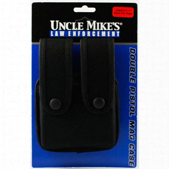 Uncle Mikes Double Mag Case W/ Flaps For Single Row Mags, Cordura Nylon, Black - Black - Male - Included